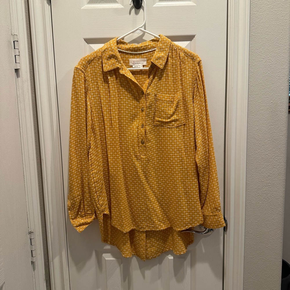 Anthropologie Mustard Button-Down Shirt
